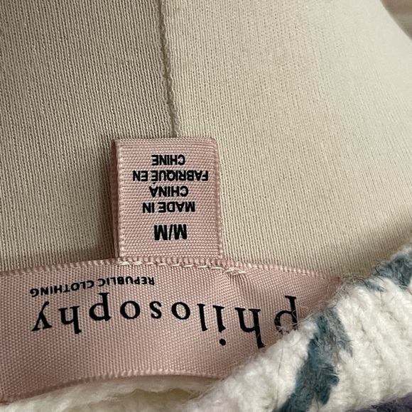 NWOT Philosophy Cream Knit Lavender Purple Floral Sweater Sz M - Picture 4 of 8